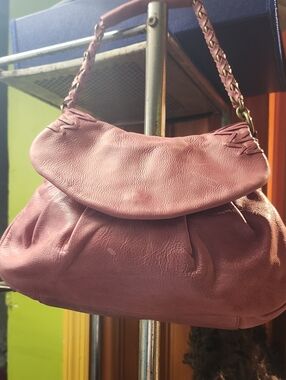 Soft Mauve Pink Shoulder Bag with Braided Strap
